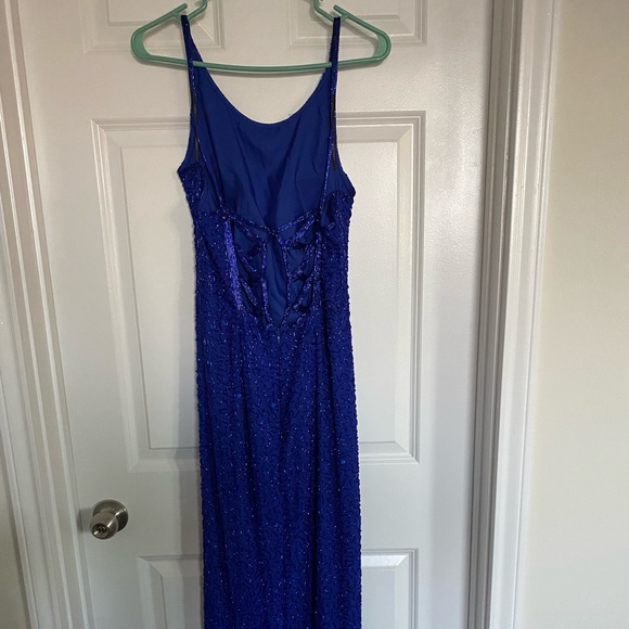 Blue Beaded Backless Formal - Picture 2 of 5